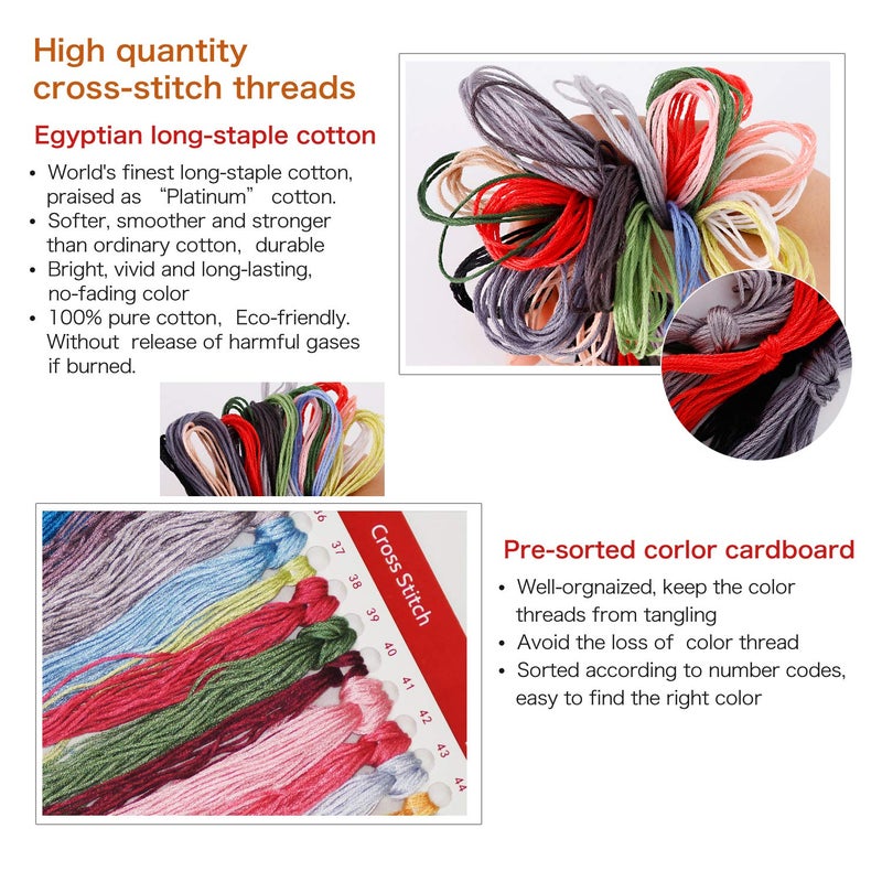 ITSTITCH Printed Cross Stitch Kits 11CT 26X25 inch 100% Cotton Holiday Gift DIY Embroidery Starter Kits Easy Patterns Embroidery for Girls Crafts DMC Stamped Supplies Needlework Art of Hummingbirds - Image 3